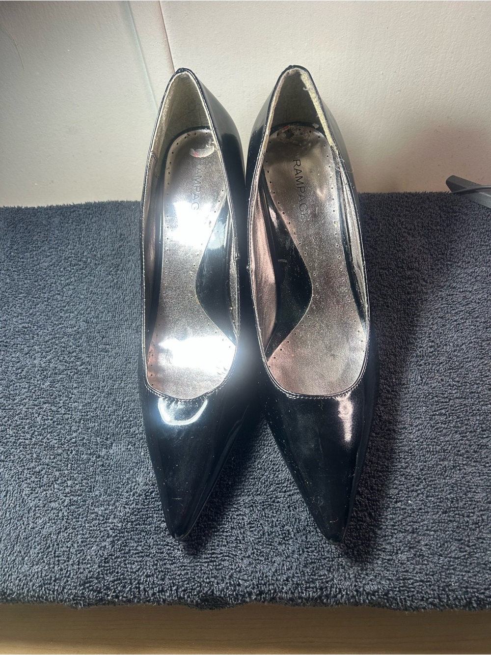 Rampage Black Patent Pointed Toe Pumps